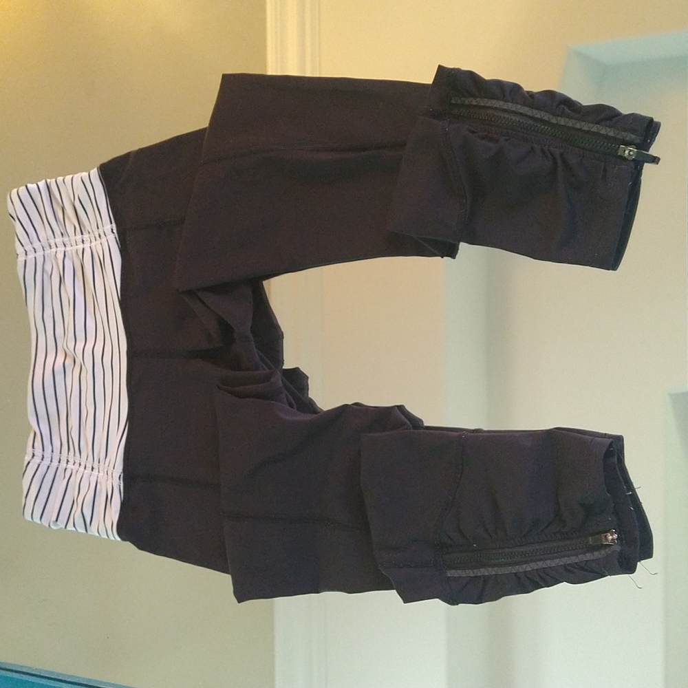 Lululemon Leggings Crop Capri Black Back Zip Pocket Womens Size 4
